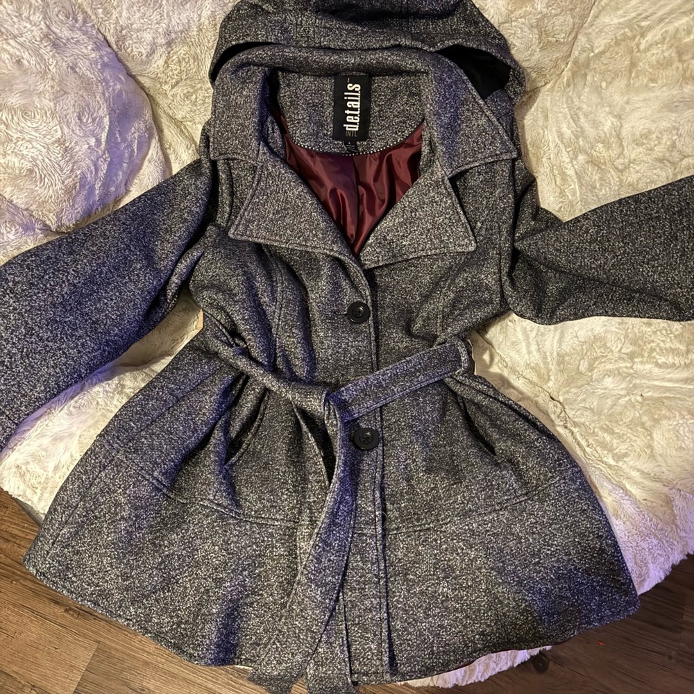 Kohl's Women's Gray Hooded Trench Coat